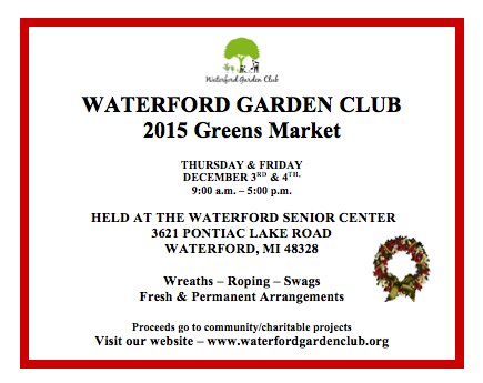 Garden Club Greens Market December 3 & 4, 2015