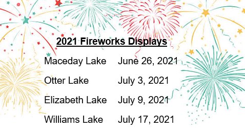 2021 Fireworks Displays Dates