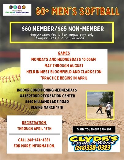 60+ Men's Softball