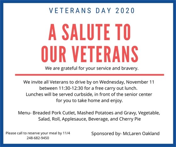 Veterans Day 2020 - Senior Center