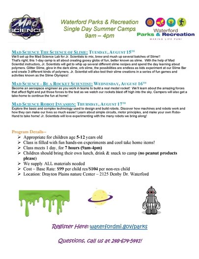 Single Day, Day Camps