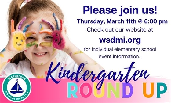 Kindergarten Round Up March 11th at 6pm