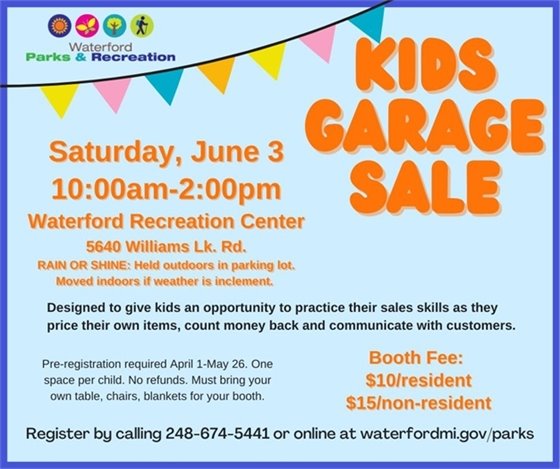 Kids garage sale June 3, 2023