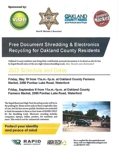 Free document shredding through Oakland County