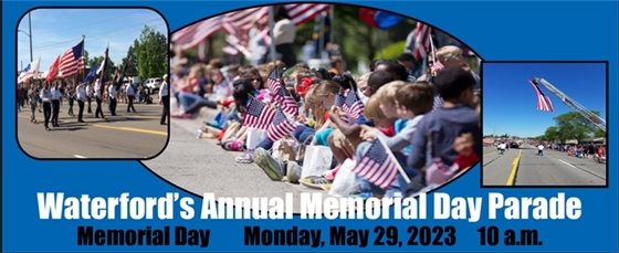 annual memorial day parade with photos of crowd and parade