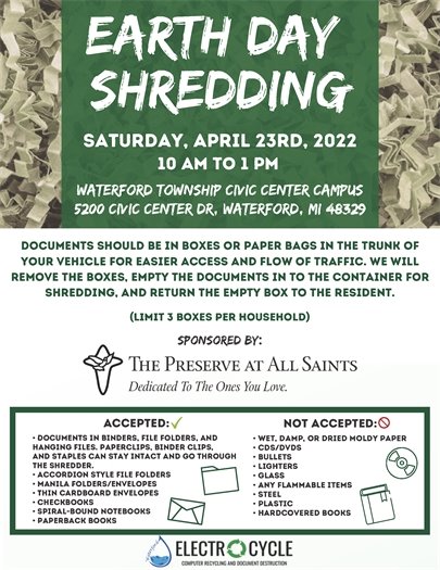 EARTH DAY SHREDDING EVENT