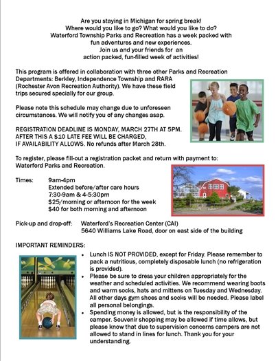 Spring Break Camp Information