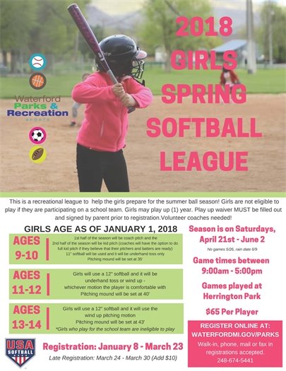 Girls Spring Softball