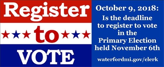 Register To Vote - Deadline Oct. 9th