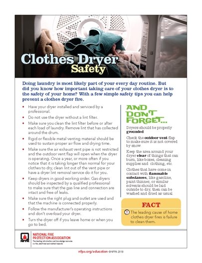 dryer safety fact sheet