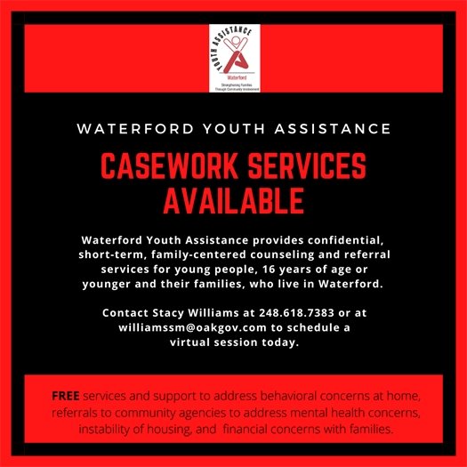 Waterford Youth Assistance Casework Services available