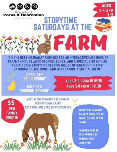 Story time at the Farm in April and May
