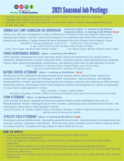 2021 Seasonal Job Postings