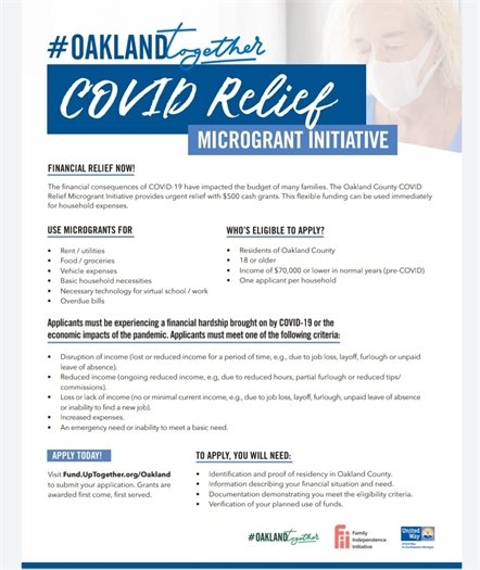 COVID relief microgrant for residents