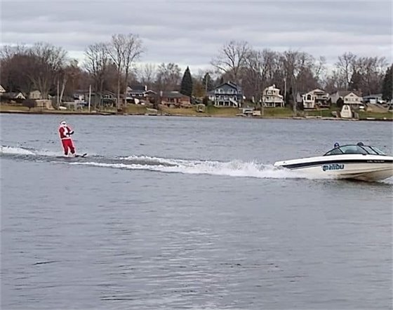 Santa skiied Lake Oakland Christmas Eve