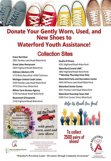 Shoe Drive Waterford Youth Assistance