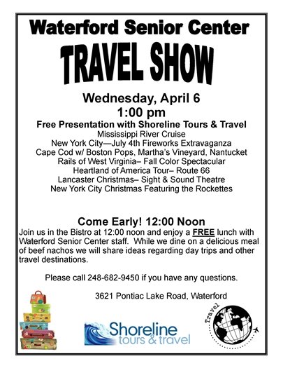 Waterford Senior Center Travel Show