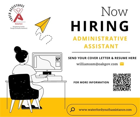 Waterford Youth Assistance Hiring Administrative Assistant