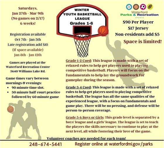 Basketball League First through Six grades