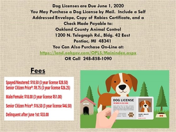 Dog Licenses due June 1