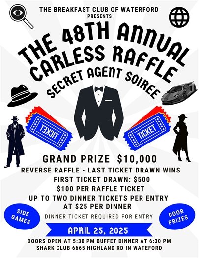 Carless Raffle Secret Agent Soiree