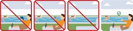 illustrations of swimmer safety adult supervising child in pool