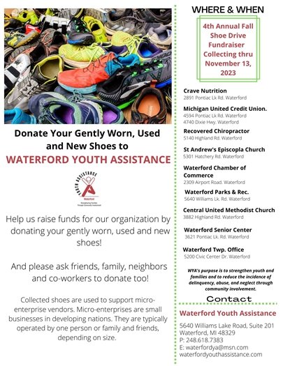 Shoe Drive Waterford Youth Assistance