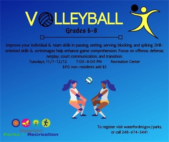 Volleyball grades 6 through 8